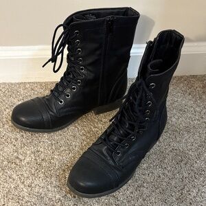 Madden Girl Black Combat Boots